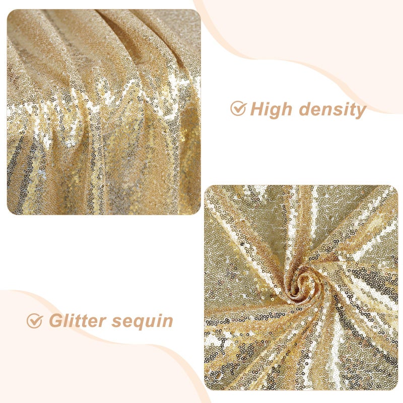 PartyDelight Light Gold Sequin Backdrop 6x7ft - High Density 3mm Shimmer Sequin Background with 4-Inch Rod Pocket, Sparkly Photography Curtain for Wedding, Birthday, TikTok & Live Decor - Image 2